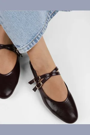 Shoeberry Fiesty Burgundy Skin Ballerina für Damen - 36