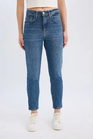 DeFacto Lina Comfort Fit High Waist Ankle Length Jeans Wash-up-hose für Damen - 42