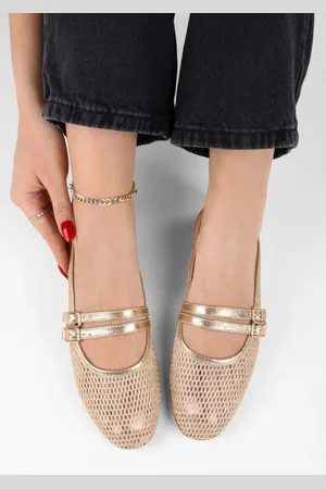 Shoeberry Ballerinas „lume Gold Mesh“ Mit Gürtel für Damen - 39