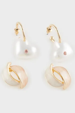 DeFacto Set Mit 2 Ohrringen Mit Goldenen Perlen – E3982axns für Damen - One Size