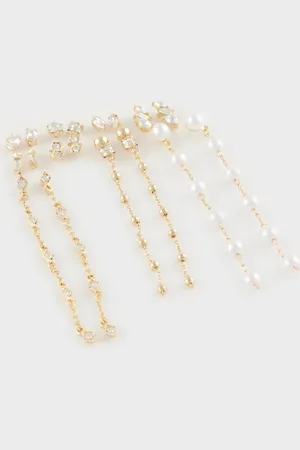 DeFacto 9-teilige Goldohrringe E3978axns für Damen - One Size