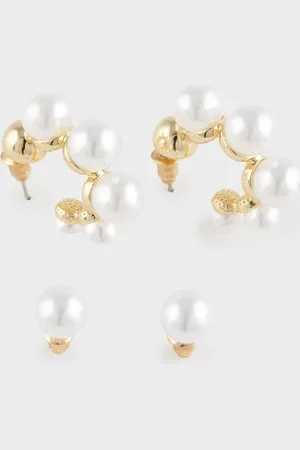 DeFacto Ohrringe Mit 2 Perlen In Gold, E3985axns für Damen - One Size
