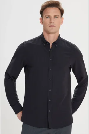 Altınyıldız Classics Schwarzes Slim-fit-hemd Aus 100 % Baumwolle Mit Schmalem Schnitt Und Knopfkragen für Herren - S