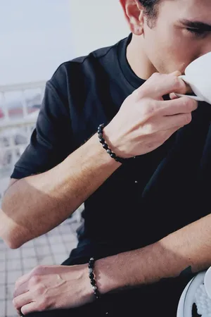 DeFacto Atolyewolf X Armband Mit Onyx-stein Und Stahlteilen In E6200axns für Herren - One Size