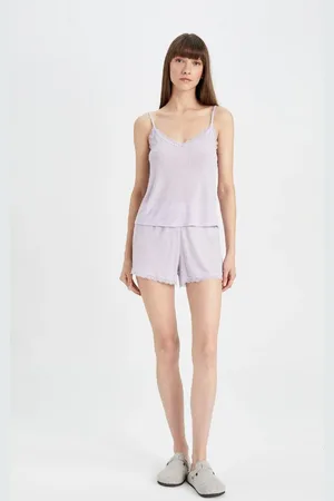 DeFacto Ripp-pyjama-set Mit Riemen – C7996ax24hs für Damen - L