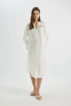 DeFacto Bedrucktes Strandkleid Mit Normaler Passform – Fall In Love C2037ax24sm für Damen - S