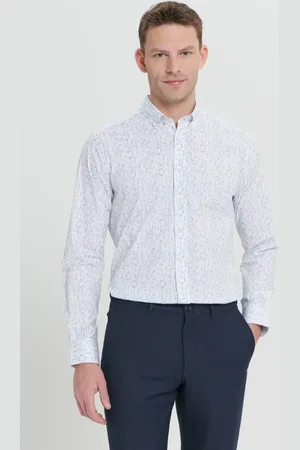 Altınyıldız Classics Marineblaues Slim-fit-hemd – Klassischer Kragen, Baumwoll-dobby für Herren - 2XL