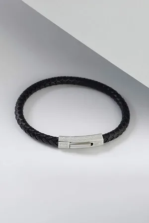 DeFacto Armband Aus Schwarzem Leder Und Stahl Atolyewolf X für Herren - One Size
