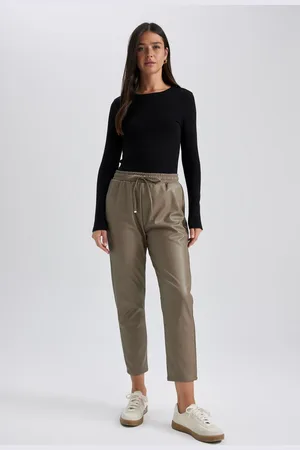 DeFacto Jogginghose Mit Hoher Taille Und Taschen Kunstleder, V8072az23wn für Damen - 38