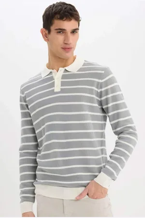DeFacto Gestreifter Strickpullover Mit Standard-passform Und Polokragen E7604ax24wn für Herren - XL