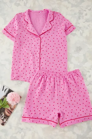 Trendyol Herz Gemustert Bias Musselin Gewebt Pyjama Set für Damen - 52