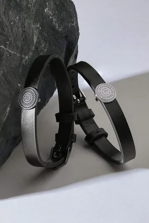 DeFacto Atolyewolf X Armband Aus Schwarzem Leder für Herren - One Size