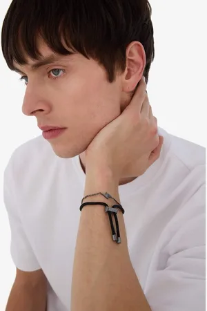 DeFacto Atolyewolf X Armband Aus 2-teiligem Dickem Seil Mit Stahlbeschlägen Und Stahlkette für Herren - One Size