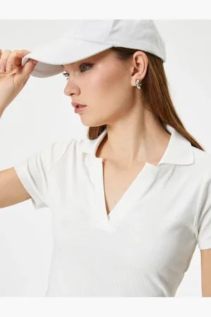 Koton Crop Polo Neck T-shirt Kurzarm Slim Fit Camisole Viskose für Damen - XS