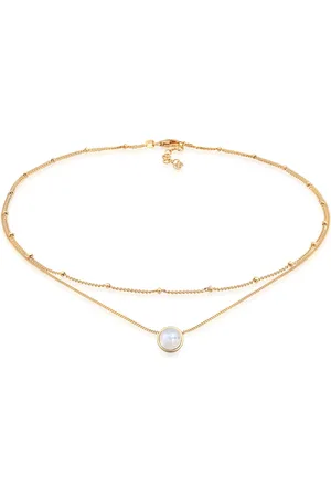 Elli Halsband Basic Layer Mondstein 925 Silber für Damen - 36 cm