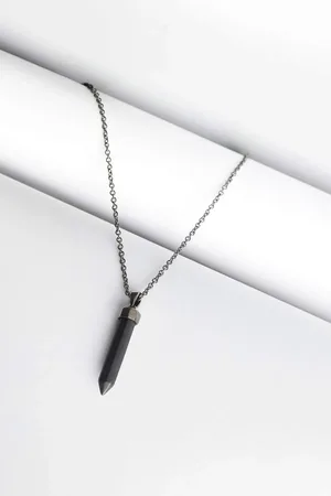 DeFacto Unisex-halskette Mit Onyx-stahlstück Und Stahlkette für Herren - One Size