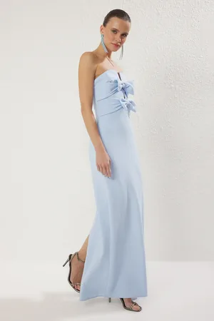 Trendyol Hellblaues Fiyonk_detailliertes Abendkleid, Nachtabendkleid für Damen - 40