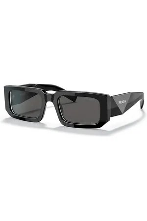 Prada Pr 06ys 09q5s0 53 Rechteckige Schwarze Knochen-sonnenbrille für Damen - One Size