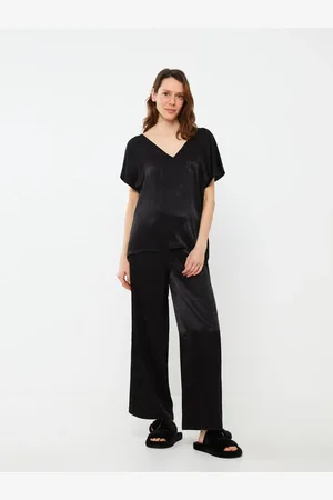 LC Waikiki V-ausschnitt, Schlichtes Kurzarm-pyjama-set Aus Satin für Damen - 3XL