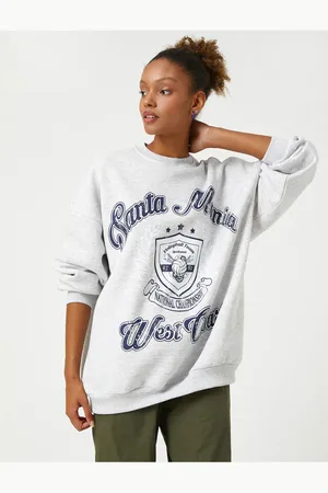 Koton Relaxed Fit – College-sweatshirt Mit Rundhalsausschnitt Und Langen Ärmeln für Damen - S