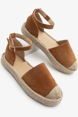 Marjin Espadrille-sandalen Aus Hellbraunem Wildleder – Echtes Leder, Knöchelriemen Aus Jute für Damen - 37