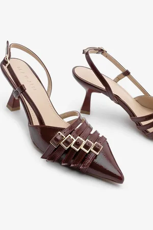 Marjin Stiletto-schuhe Aus Bordeauxrotem Lackleder Mit Spitzer Zehenpartie Und Gürteldetail Und Offenem Rücken - 36