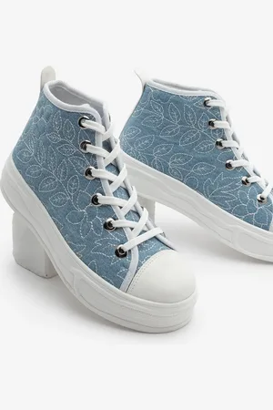 Marjin Blaue Denim Kadejin End Sneakers High Top Sneakers Mit Stickerei für Damen - 38