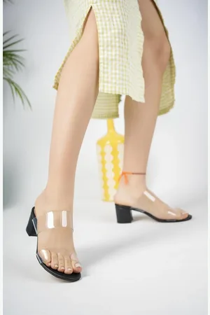 Muggo W703 Garantiert Transparente Pantoffeln Mit Streifen Und Absatz für Damen - 39