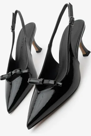 Marjin Stiletto-schuhe Mit Spitzer Zehenpartie Und Schleife, Detailliertem Slingback-absatz, Nussbraunes Lackleder - 36