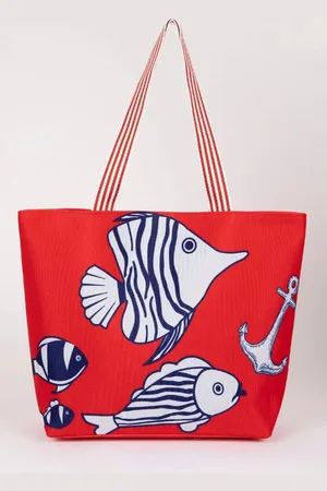 DeFacto Handtasche Aus Segeltuch Mit Fischmuster B9071axns für Damen - One Size