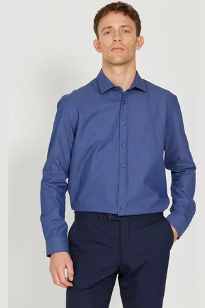 Altınyıldız Classics Hemd In Marineblau Mit Schmaler Passform Und Klassischem Kragen Aus 100 % Baumwolle für Herren - L