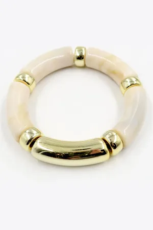 Trend Alacati stili Armband Aus Knochen Mit Elastischem Detail In Creme-gold für Damen - One Size