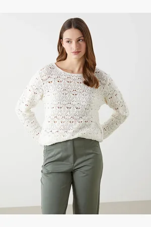 LC Waikiki Lcwaikiki Klassischer Strickpullover Mit Ausgehöhltem Rundhalsausschnitt für Damen - L