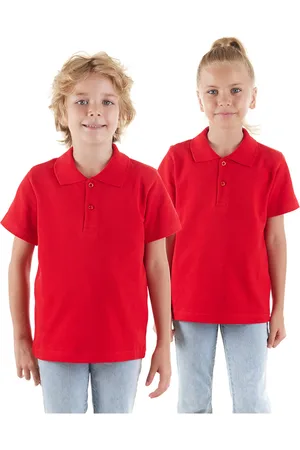 Denokids Rotes Unisex-t-shirt Mit Rollkragen Und Kurzen Ärmeln Für Kinder - 11–12 Jahre