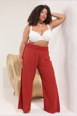 Trendyol Tile Strandkleidung Mit Weitem Bein Und Hoher Taille, Große Hose für Damen - 44