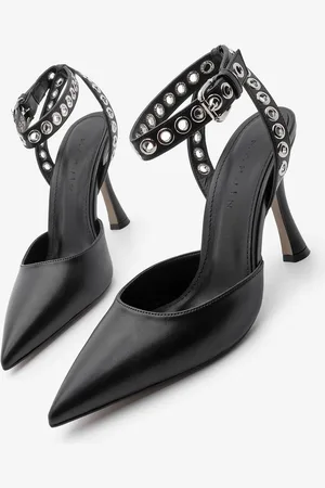 Marjin Schwarze Stiletto-schuhe Mit Trock, Knöchelriemen Und Offenem Rücken - 36