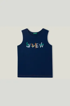 Benetton Marineblaues Tanktop Mit Wasserdruck „be“ Für Jungen für Herren - 6–7 Jahre