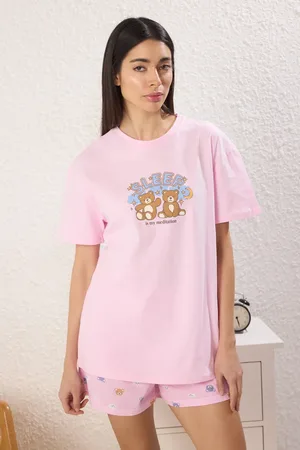 Trendyol Baumwoll-teddybär-galaxie-gemustertes Schlafband-pyjama-set für Damen - M