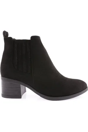 DGN Gestreifte Stiefel Aus Schwarzem Wildleder Mit Kurzem Absatz für Damen - 38
