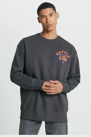 Lee Anthrazitfarbenes Sweatshirt – Bequeme Passform, Rundhalsausschnitt, Rücken Bedruckt, Lockere Passform für Herren - XL