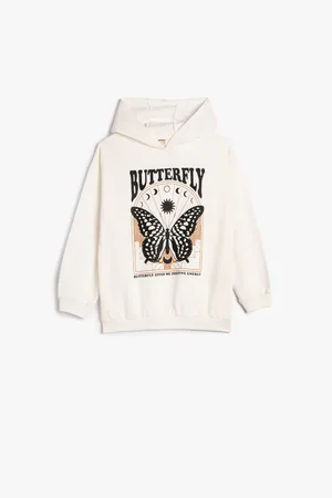 Koton Kapuzenpullover Mit Erhöhtem Schmetterlingsdruck für Damen - 11–12 Jahre