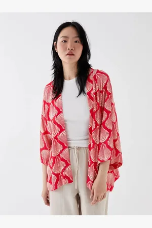 LC Waikiki Lcw Lässiger, Gemusterter Oversize-kimono Mit Schalkragen für Damen - M