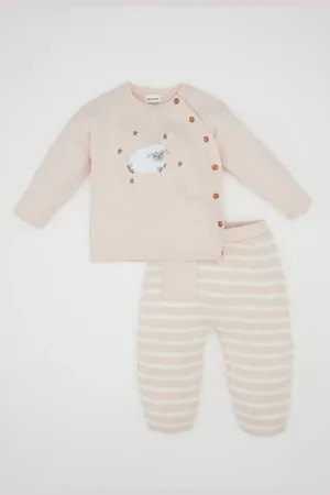 DeFacto 2-teiliges Set Für Babys Und Mädchen, Mit Lamm-stickerei, Geknöpftes, Langärmliges Pullover-oberteil für Damen - 18–24 Monate