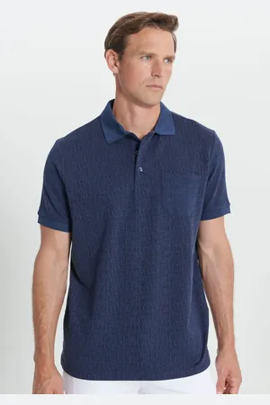 Altınyıldız Classics Marineblaues Jacquard-t-shirt Mit Bequemer Passform Und Entspanntem Polokragen für Herren - M