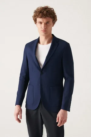 Avva Marineblaue Dobby-stretchjacke A22y4021 für Herren - 48