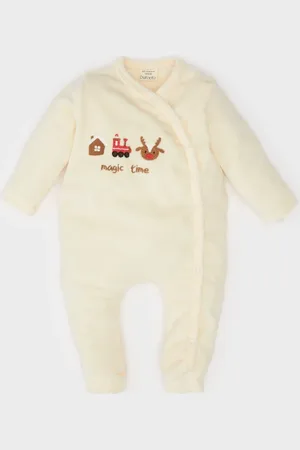DeFacto Baby-jungen-strampler Aus Samt Mit Neujahrsmotiv – Langärmlig, Mit Druckknöpfen für Herren - 12–18 Monate