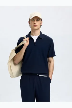 SELECTED Polo Shirt Half-zip Plissee für Herren - 2XL