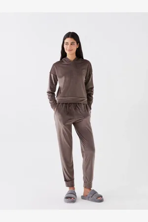 LC Waikiki Einfarbiges, Langärmliges Pyjama-set Aus Samt Mit Kapuze für Damen - S