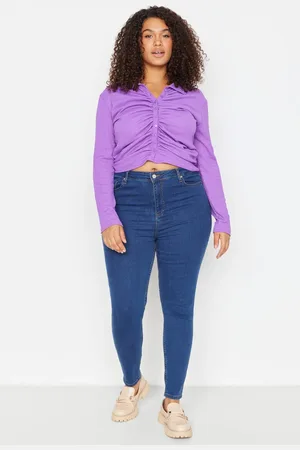 Trendyol Blaue, Hoch Taillierte, Dehnbare Röhrenjeans für Damen - 48