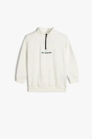 Koton Besticktes Langarm-sweatshirt Mit Stehkragen Und Halbem Reißverschluss für Herren - 11–12 Jahre